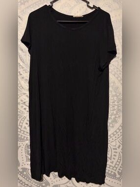 ♠️ Forever Rose Black Short Sleeve T-Shirt Dress | Plus Size 3X   ♠️